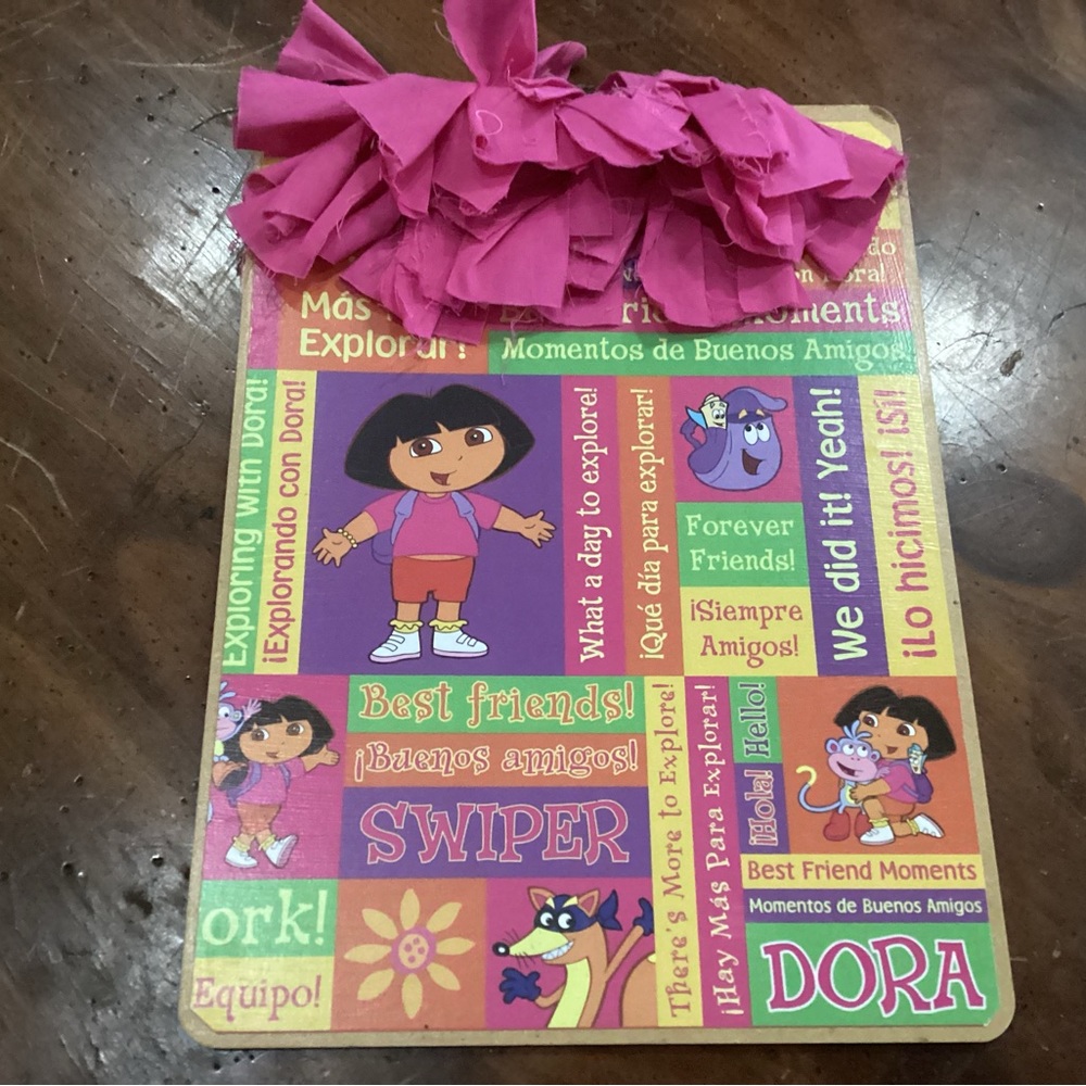 Home crafted Dora the Explorer 9” by 12”  clipboard in nice condition